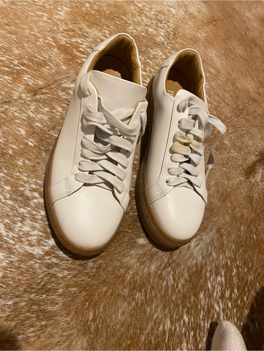Thursday Boot Company White Leather Sneakers with Gum Sole